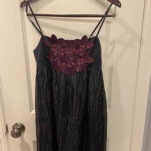 Anthropologie Black & Burgundy Floral Mini Dress 6